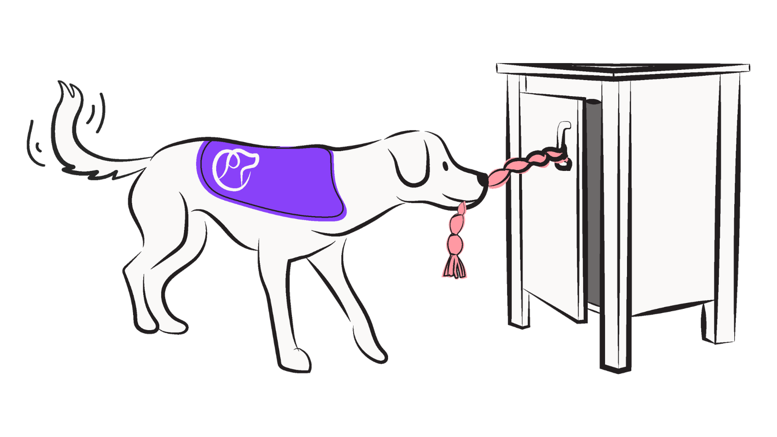 Illustration of dog tugging open door