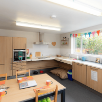 Kitchen inside the accessible accommodation at the National Training Centre
