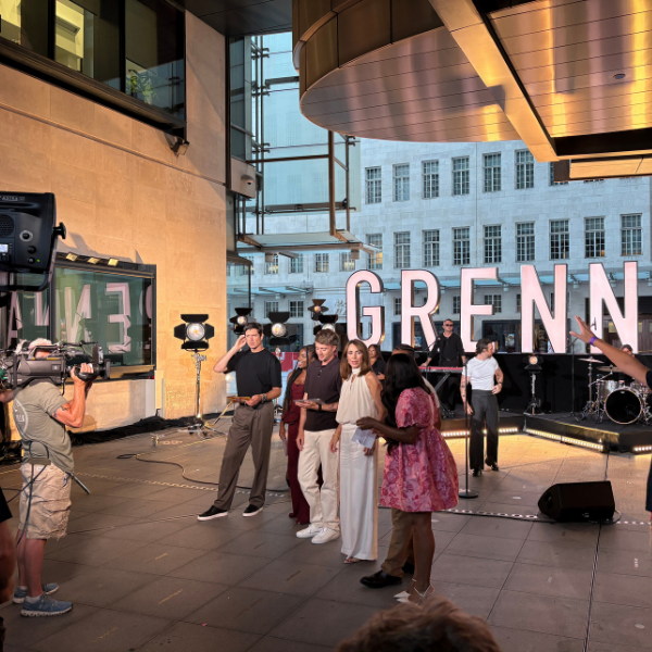 Photo showing Tom Grennan live performance set up and one show presenters
