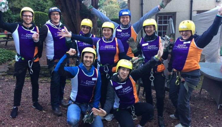 Team of Canine Partners supporters in Scotland after Forth Rail Bridge Abseil