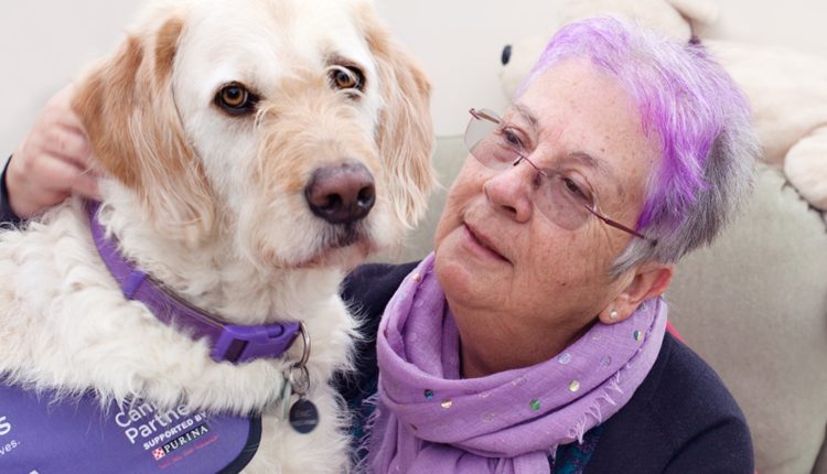 Fundraiser Brenda Potter with Canine Partners assistance dog Crunchie