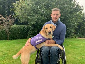 David in a wheelchair with CP Tessie