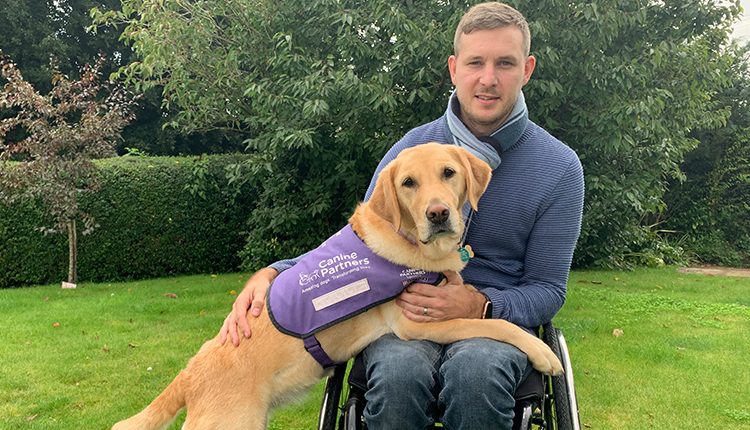 David in a wheelchair with CP Tessie