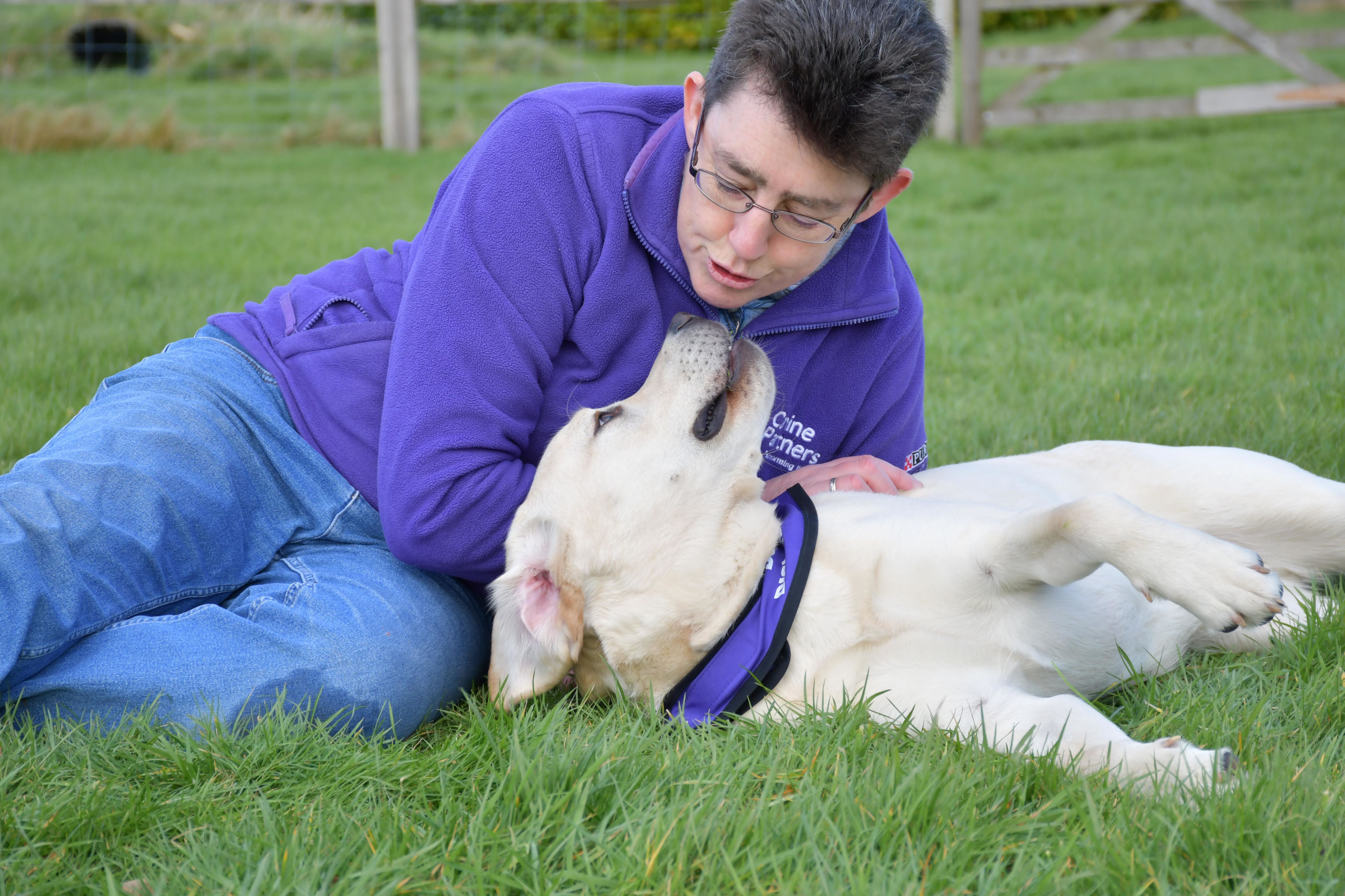 Puppy with trainer